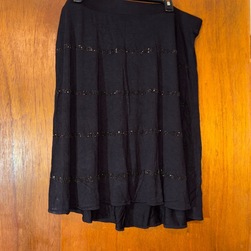 INC International Concepts Black A-Line Tiered Skirt